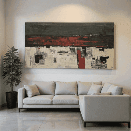 Modern Abstract Painting in Black & Red Tones