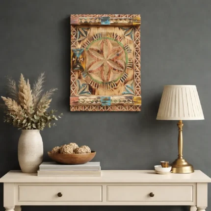 Single Saudi Tribal Art Wood Frame Window Design